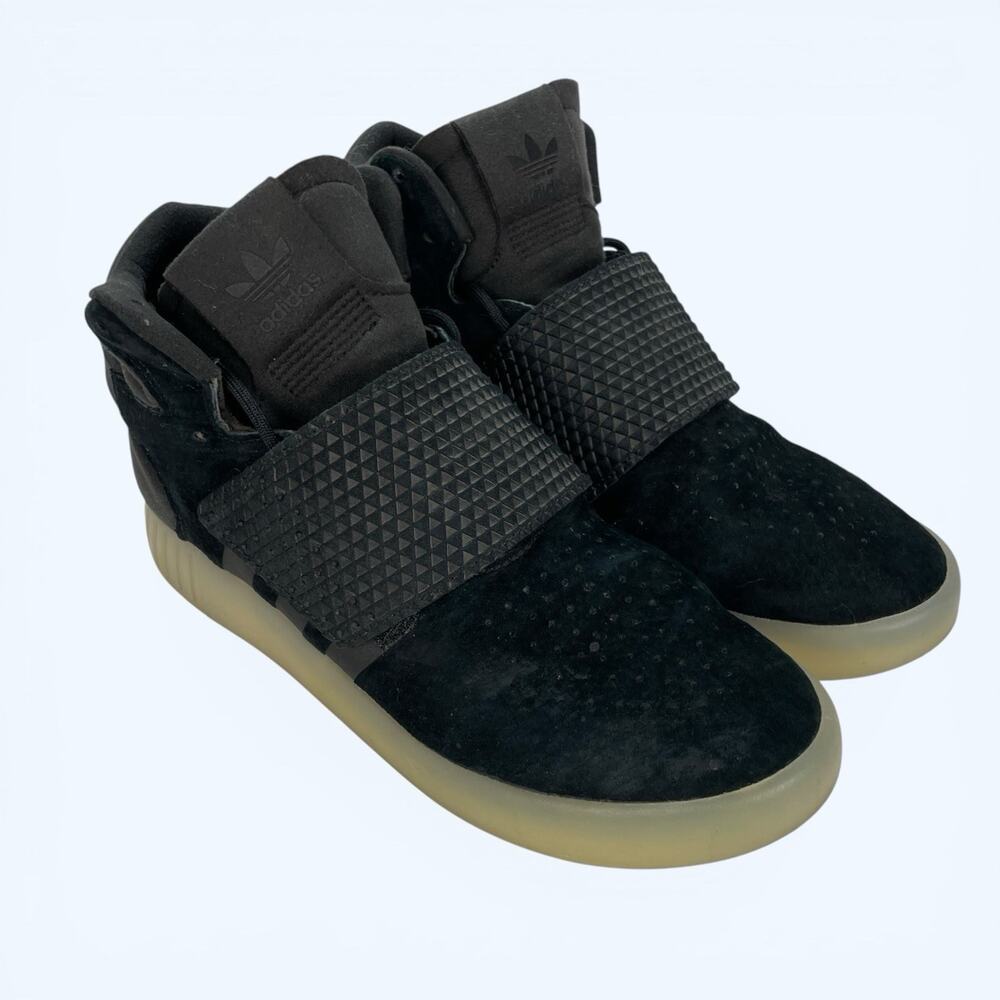 Adidas Tubular Invader Women's Strap Mid Black Suede Sneakers Size 6